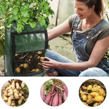 

Pack 4pcs Vegetable Potato Grow Bags Garden Plant Bag Thickened Breathable Vertical Glow Bag DIY Planting Onion Potato Tomato