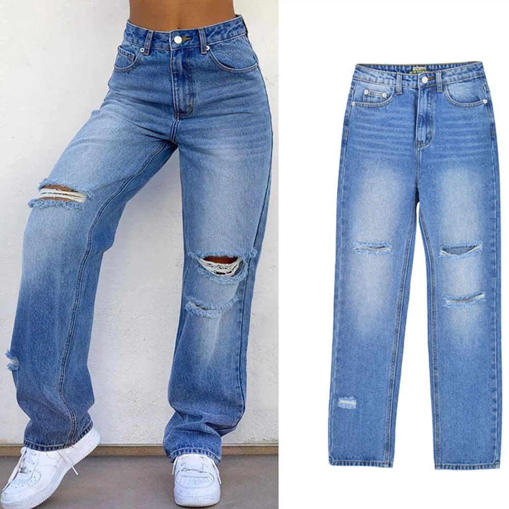 stronggirl Minutes of Pants Women 2018 Selling High Waist Wide Leg Jeans Burr Irregular Straight Jeans stronggirl Minutes of Pants Women 2018 Selling High Waist Wide Leg Jeans Burr Irregular Straight Jeans