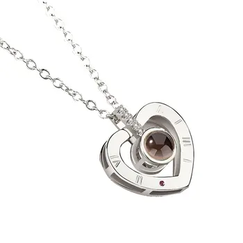 

Romantische 100 Talen Hanger Ketting I love u Projectie 520 Liefde Geheugen Bruiloft Ketting Mode-sieraden