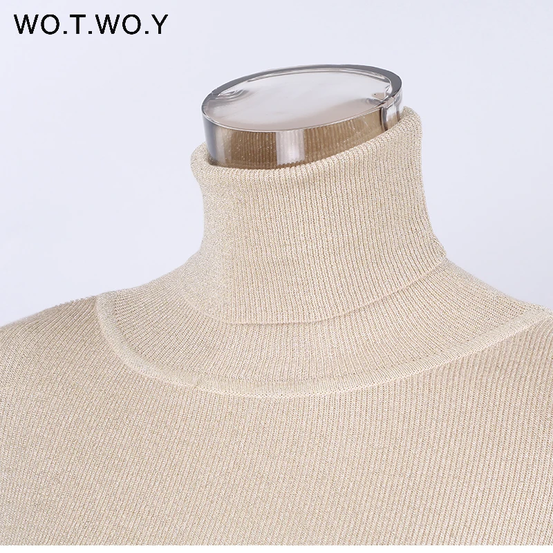 Shiny Sequins Women Turtleneck  Pullovers Sweater Long Sleeve 2017 Womens Knitted Sweaters Solid Autumn Winter Jumper New