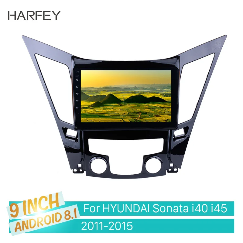 Harfey Android 9 1 GPS навигационная система &quotдля HYUNDAI Sonata i40 i45 2011-2015 с TPMS DVR OBD II AUX USB SD SWC WiFi