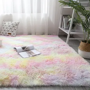 

2020 New Rainbow Carpet Kids Room Gradient Tie-Dye Plush Rug Living Room Coffee Table Pad Carpet Bedroom Bedside Bay Window Rugs