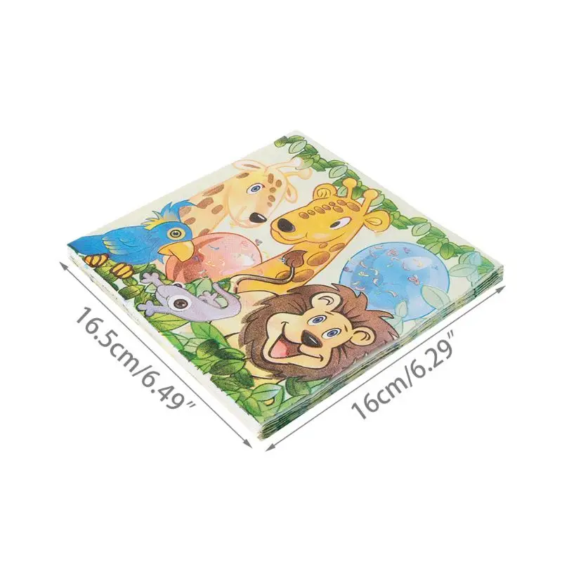 20 шт./пакет Король Лев Джунгли дизайн с изображением животных; милый рисунок Бумага салфетка для вечерние носовой платок-салфетка в случайном порядке