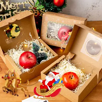 

Christmas Gift Kraft Paper Box With Window European New Style Large Christmas Candy Box Cookie Bakery Gift Boxes