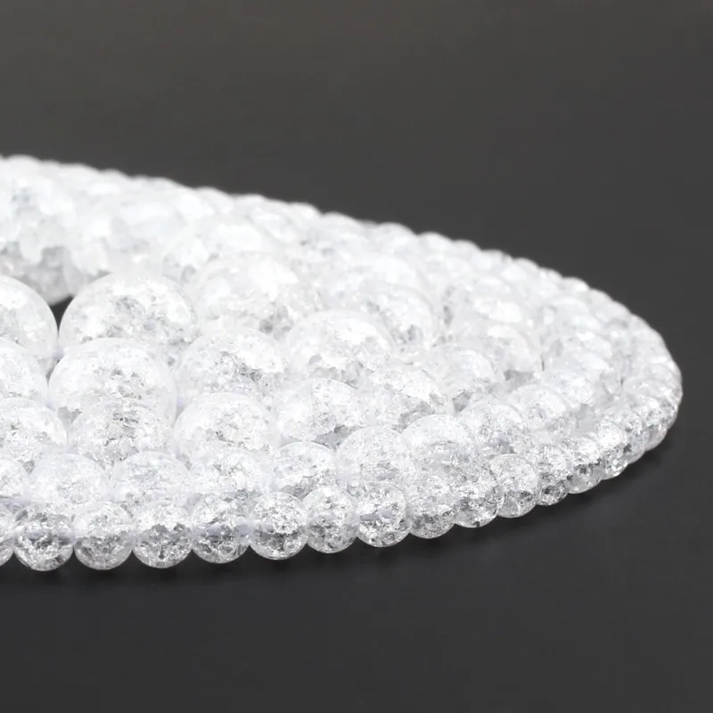 Натуральный белый треснутый Кристалл Круглые бусины для изготовления ювелирных изделий 4 6 8 10 12 мм Diy Подвески браслет ожерелье 15 дюймов