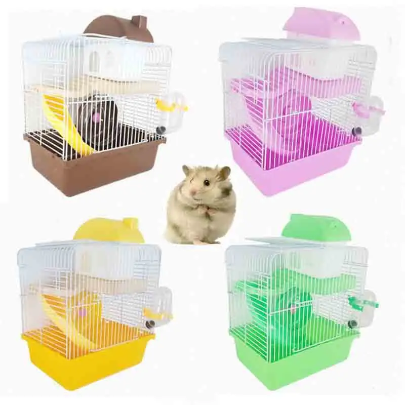 

Pet Cage Hamster Cottage with Transparent Skylight Double Layer House for Hamster Golden Hamster Pet