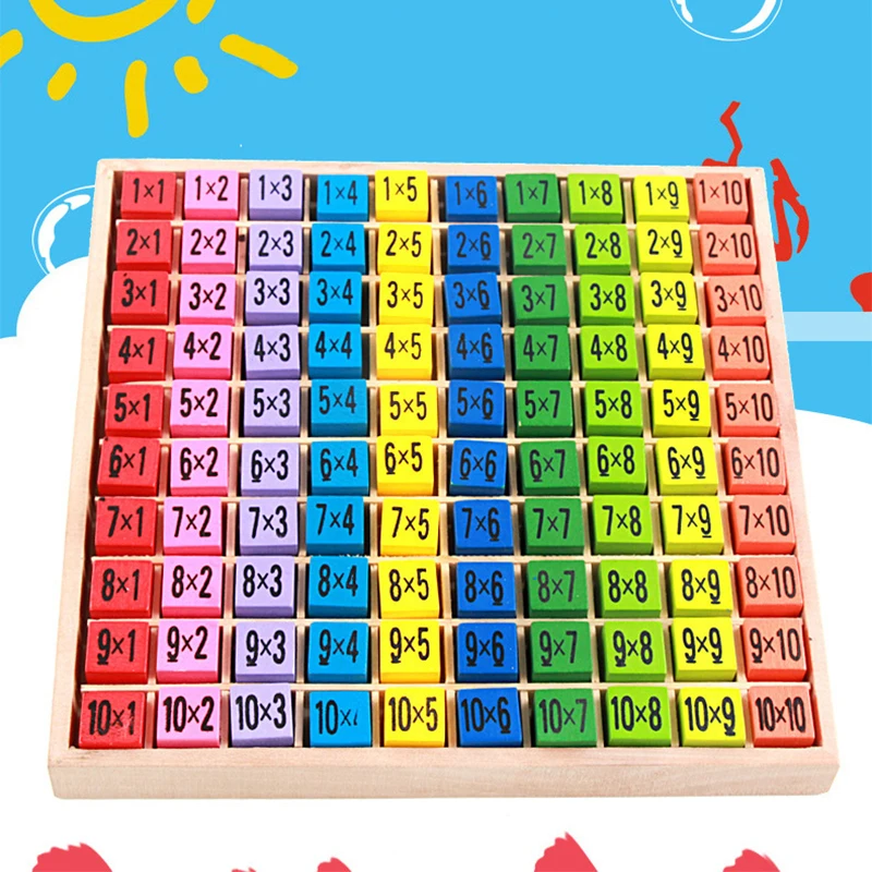 Bebek ahşap oyuncaklar 99 çarpım tablosu matematik oyuncak 10*10 rakam blokları bebek öğrenme eğitim Montessori hediyeler oyuncak