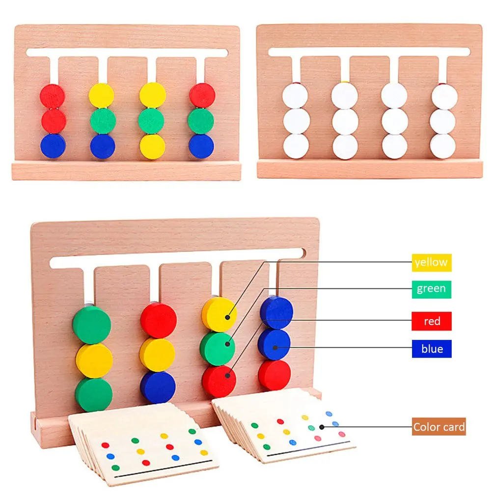  Montessori Education Four Color Game Wooden Toys Early Learning Toys Children's Puzzle Chess Teachi - 4000446017208