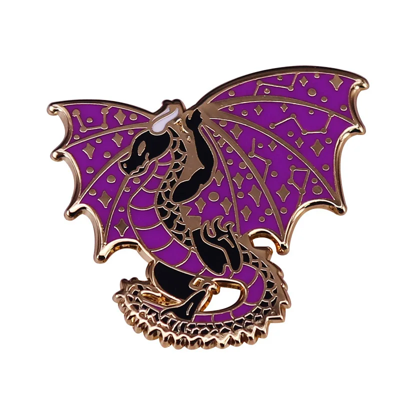 Wyvern 퍼플 드래곤 컬렉션 에나멜 옷깃 핀 배지 핀, 의류 배낭 장식 쥬얼리 액세서리 선물, PF1215