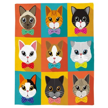 

Color Pet Cat Bow Throw Blanket Portable Flannel Blanket Hotel/Sofa/Office/Plane Travel Blankets for Beds