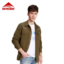 ROYALWAY многофункциональная уличная Мужская походная рубашка с длинными рукавами для рыбалки быстросохнущая Съемная дышащая рубашка RFQM1229E