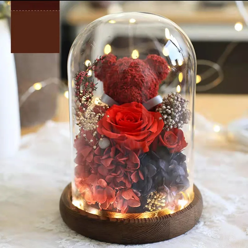 

Декор комнаты в скандинавском стиле, бессмертный цветок, подарок, современный искусственный цветок розы, настольные украшения, стеклянное покрытие, украшение, праздничный подарок