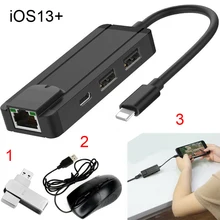 IOS 13 зарядка OTG USB U флэш-диск файл ридер мышь Подключение RJ45 сетевой кабель Ethernet адаптер для iPhone 11 Pro MAX 6 7 8 X