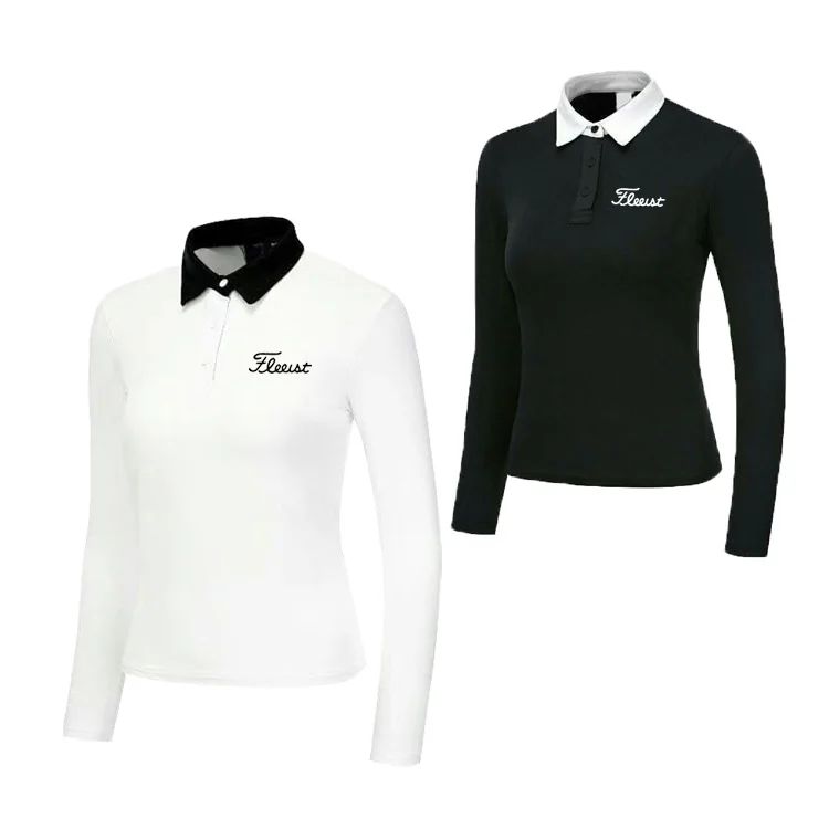 Multicolor Ladies Golf Wear T shirt Lidies Long Sleeve Polyester Spring