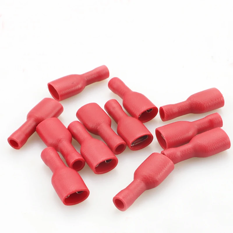 

1000x FDFD1.25-187 Red 4.8mm Fully Insulated Female Spade Electrical Connector Crimp Terminals