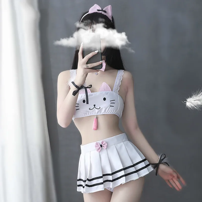 Милая Одежда для девочек kawaii комплект нижнего белья школьная форма сексуальное