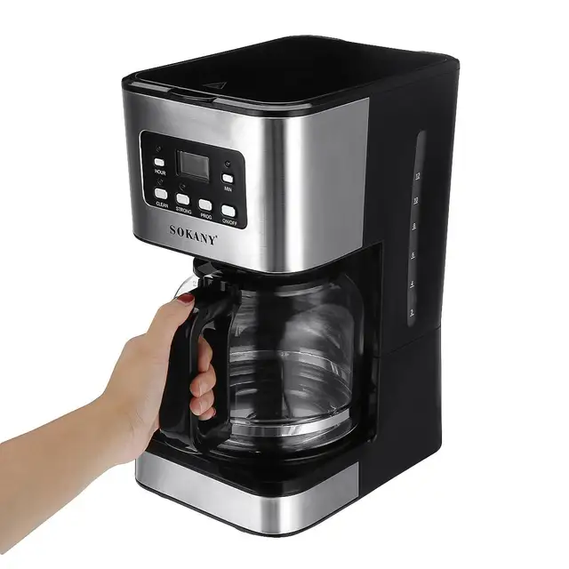 220V Coffee Machine 12 Cups For Espresso Cappuccino Latte Semi-Automatic Steam Coffee Maker Detachable Washable Coffeemaker 3