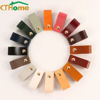 

1PC Creative Nordic Wardrobe Cabinet Cabinet Leather Door Handle Anti-Collision Drawer Pulls Furniture Kitchen Knobs and Handles
