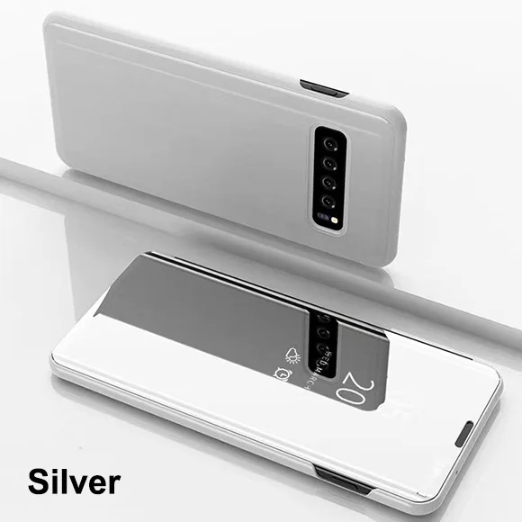 Silver Умный зеркальный флип-чехол для samsung Galaxy S10 S8 S9 плюс S7 S6 край S10E Note 8 9 J3 J4 J5 J7 A3 A5 A6 A7 A8 крышка - Цвет: Silver