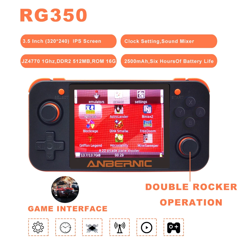 2019 ANBERNIC новая Ретро игра 350 игровая портативная игровая консоль мини 64 бит 3,5 дюймов HD ips экран ram 16G игровой плеер RG 350