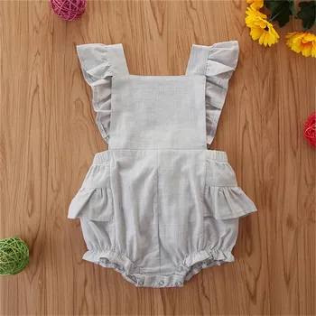 

Pudcoco Newborn Baby Boy Girl Clothes Solid Color Sleeveless Ruffle Romper Jumpsuit One-Piece Outfit Sunsuit Clothes
