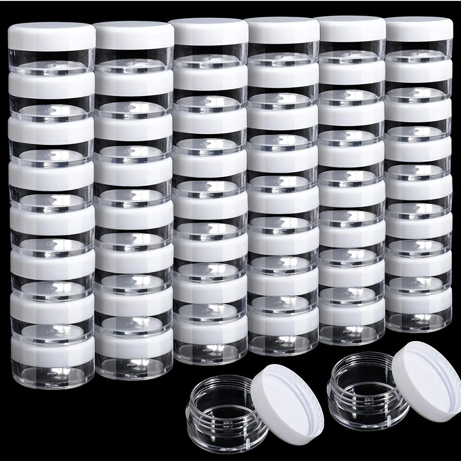 

50Pcs Cosmetic Containers 5 Gram Clear Round Pot Jar Plastic Sample Container With Lid For Eye Shadow Cream Make-up Storage