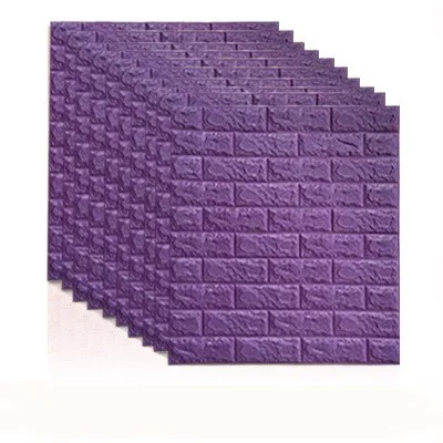 Purple 70*77 3D наклейки в виде кирпичной стены DIY самоклеящийся Декор Пена водонепроницаемые обои настенные для ТВ фон дети гостиная - Color: Purple