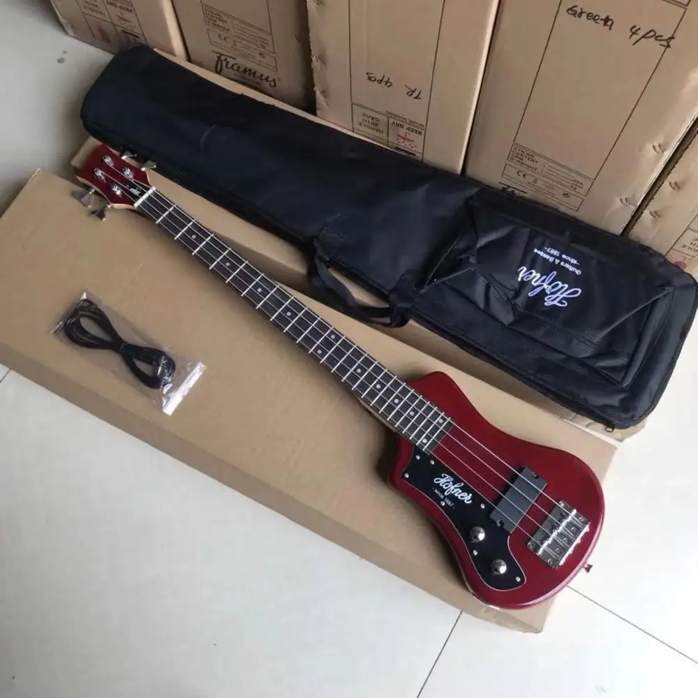 Мини бас lefty Hofner красный/черный для левой руки путешествий гитара портативный