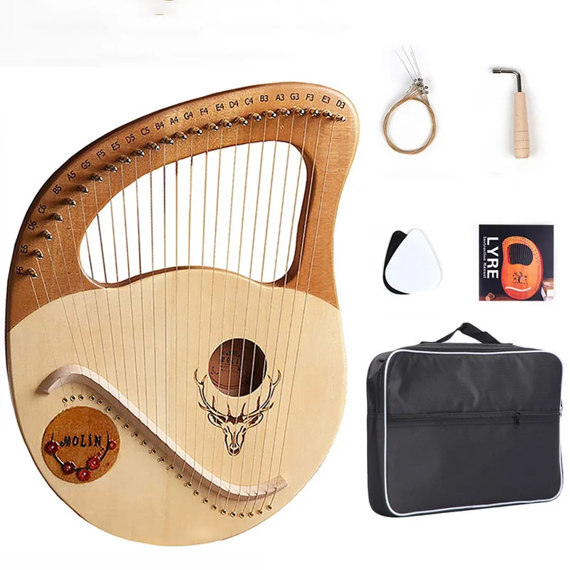 10 16 19 21 24 Strings Lyre Harp Instrument Wooden Mahogany Lyre Piano