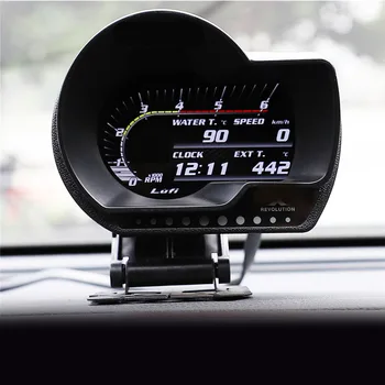 

English Version Car OBD2 digital turbo boost oil pressure temperature gauge for Afr RPM Fuel level Speed EXT Oil Meter