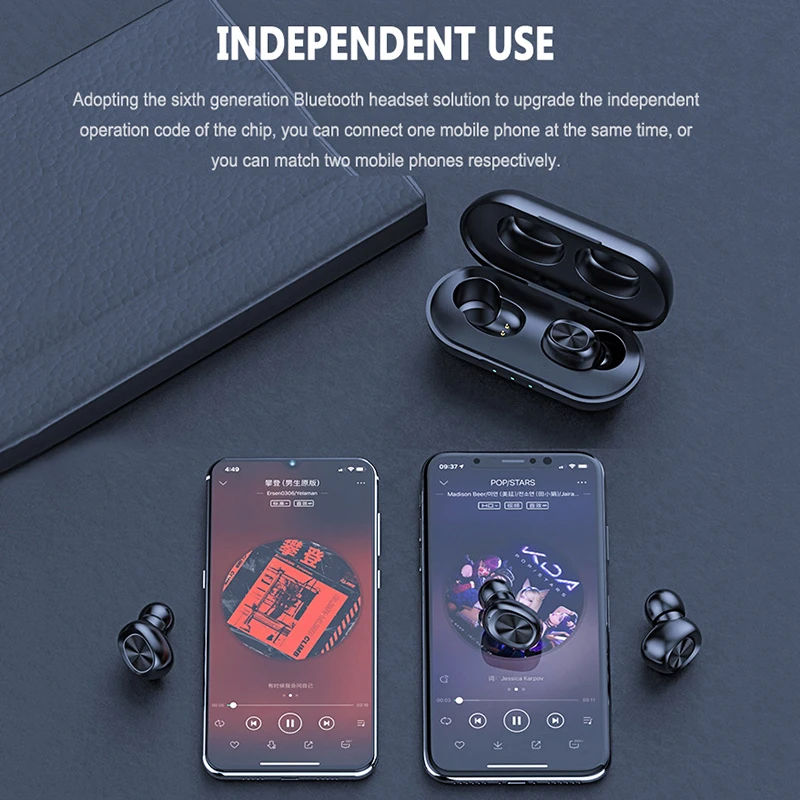 TWS Wireless Headphones 8D Stereo Sound Bluetooth V5 0 Earphones Sports Earbuds Headsets Noise Cancel Waterproof Touch control