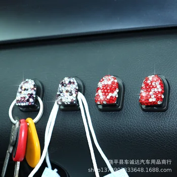 

Car Small Hook Creative Adhesive Diamond Set Hook Front Multi-functional Practical Car Hook Hook Car Universal Women's