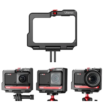 

Ulanzi Metal Frame Cage for Insta360 One R Action Camera Accessories with Cold Shoe For LED Light Microphone Vlog Caging Case