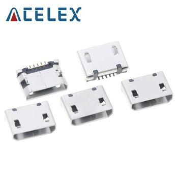 

100Pcs/Lot Micro USB 5P 5-pin DIP2 Long Micro USB Jack 5Pins Micro USB Connector Tail Charging Socket For Phone DIY Accessories