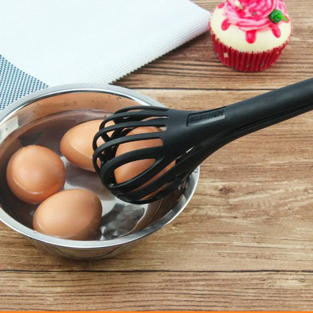 1pcs Manual Egg Beater Dual-Use Food Clip Nylon Handle Silicone Milk Cream Butter Whisk Mixer Stiring Tool Kitchen Gadgets