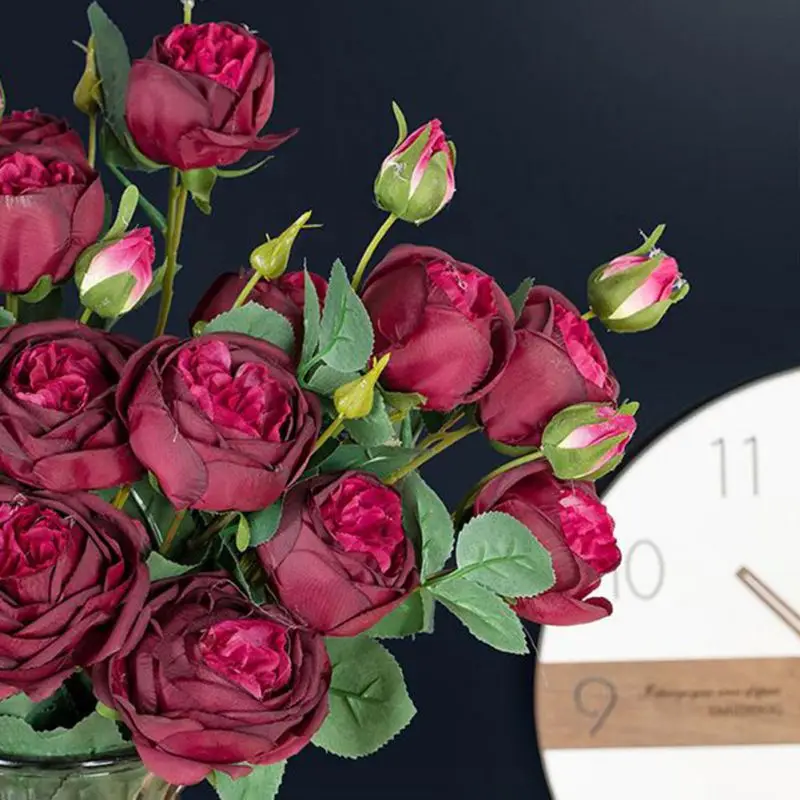 Искусственная шелковая ткань розовая Цветочная ветка поддельный цветок стебель для украшения для дома и свадьбы фотографии реквизит Pro