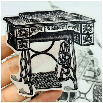 

22Pcs Retro Vintage Black White Sewing Machine Scissors Sticker DIY Craft Scrapbooking Album Journal Planner Decorative Stickers