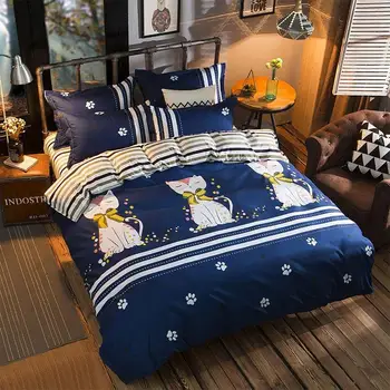 

38 Cartoon Cat 4pcs Girl Boy Kid Bed Cover Set Duvet Cover Adult Child Bed Sheets And Pillowcases Comforter Bedding Set
