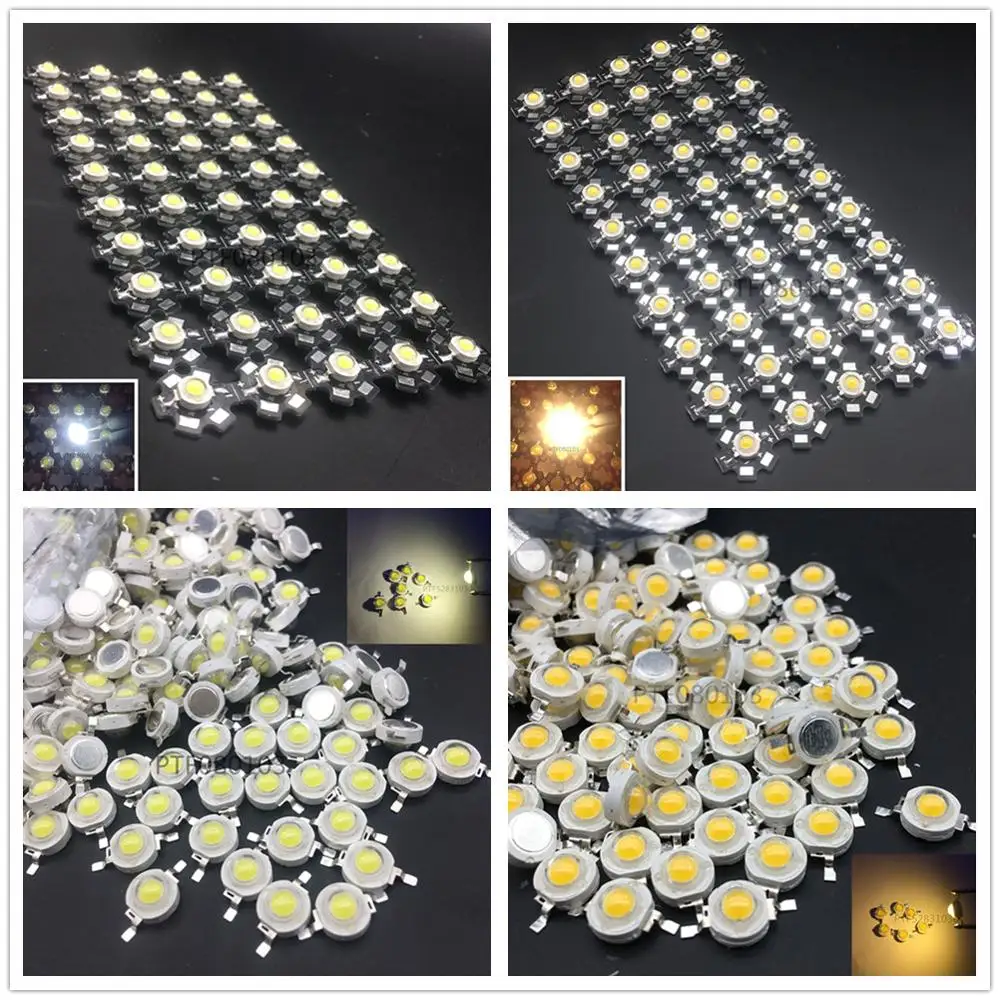 100pcs/lot High Power 3W Cool White 6500K Warm white 3000k LED Diodes Light With 20mm Star Base