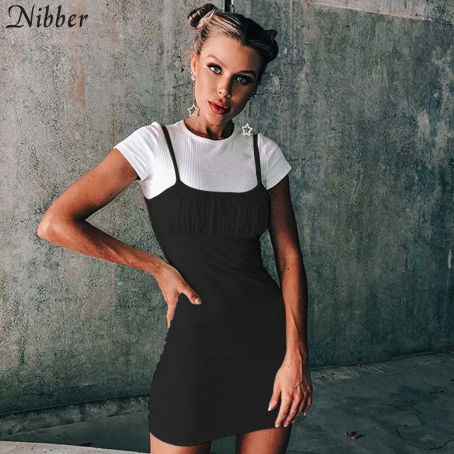 Nibber elegant red black lace up bodycon mini dress for womens 2020 summer fashion ladies beach casual vacation Harajuku dress