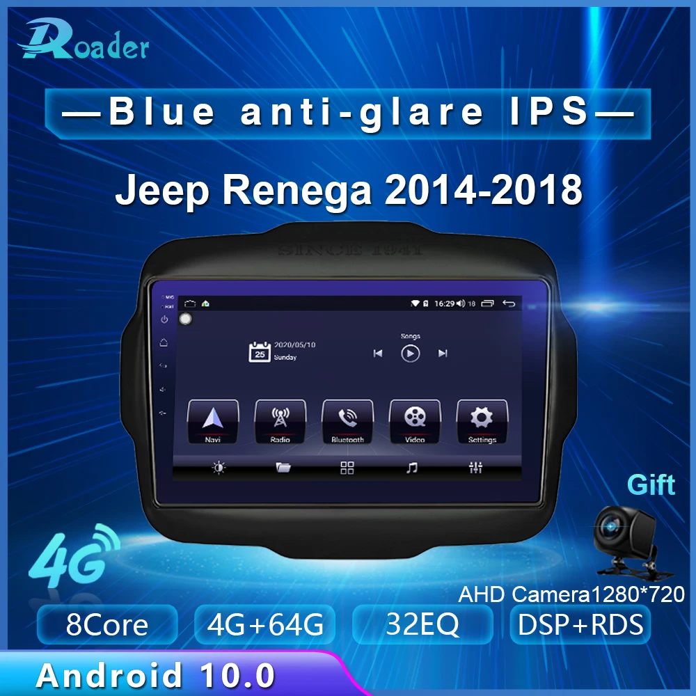 Roader Автомобильный мультимедийный плеер Android 10 0 автомобильный DVD для Jeep Renegade 2014 2015