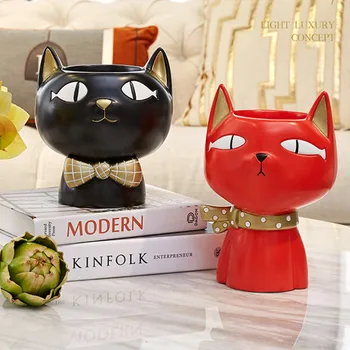 

Creative Q Version Simulation Cats Head Portraits Resin Storage Box Modern Simple Living Room Candy Storage Figurines X2942