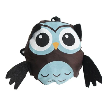 

Foldable With Strap Wear Resistant Polyester Durable Large Capacity Daily Owl Pattern Supermarket Cute Cartoon Shopping Bag