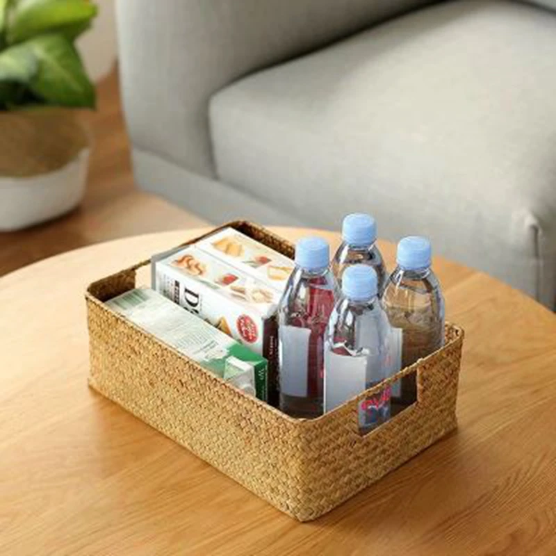 Zerolife-Woven Seagrass Basket for Home Decor, Natural Wicker Basket, Storage Basket, Fruit Bread Towel, Kitchen Table, Rattan 6