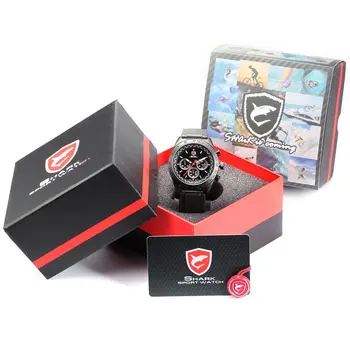 

Swell SHARK Sport Watch Tachymeter Bezel Chronograph Black Blue Round Rubber Strap Waterproof Men's Gents Wrist Watches /SH275