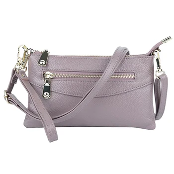 

New 100% Cowhide Lady Crossbody Bag Soft Genuine Leather Small Daily Clutch Zip Mini Shoulder Bag Daily Messenger Bag