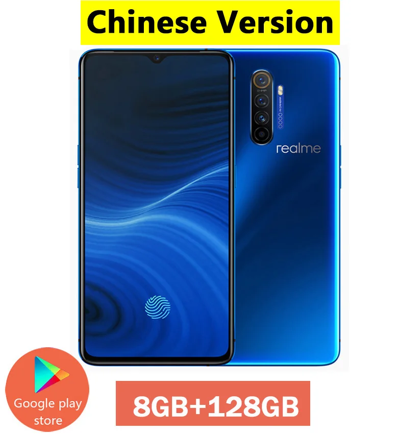 Realme X2 Pro, глобальная версия, опциональный Смартфон Snapdragon 855 Plus, 64 мп, четырехъярусная камера, 6,5 дюймов, полноэкранный NFC VOOC телефон - Цвет: 8G 128GB Blue-CN