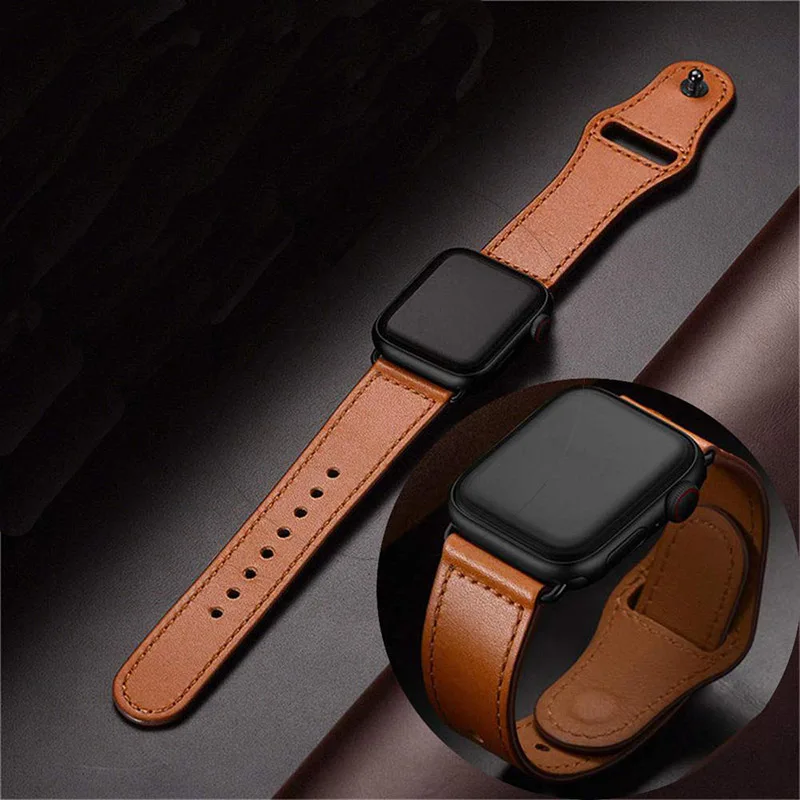 Ремешок кожаный для apple watch band 4 5 44 мм 40 спортивный браслет iwatch 42 38 3 2 1 аксессуары |