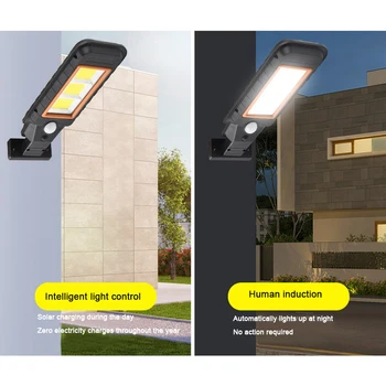 

LED Outdoor Wall Light Solar Remote Control Garden Decoration Waterproof Sunlight 3 Modes Human Body Induction Wall Lamp