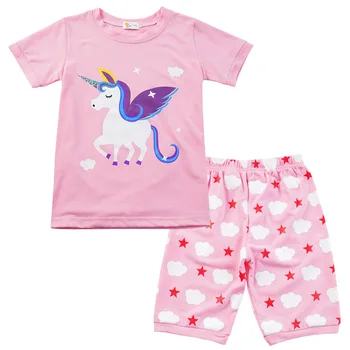 

2020 Children Short Sleeve Pajamas Set Casual Baby Girl Cartoon Fashion Clothes Cotton Pajamas Pants Bottoms Summer PJ pijamas